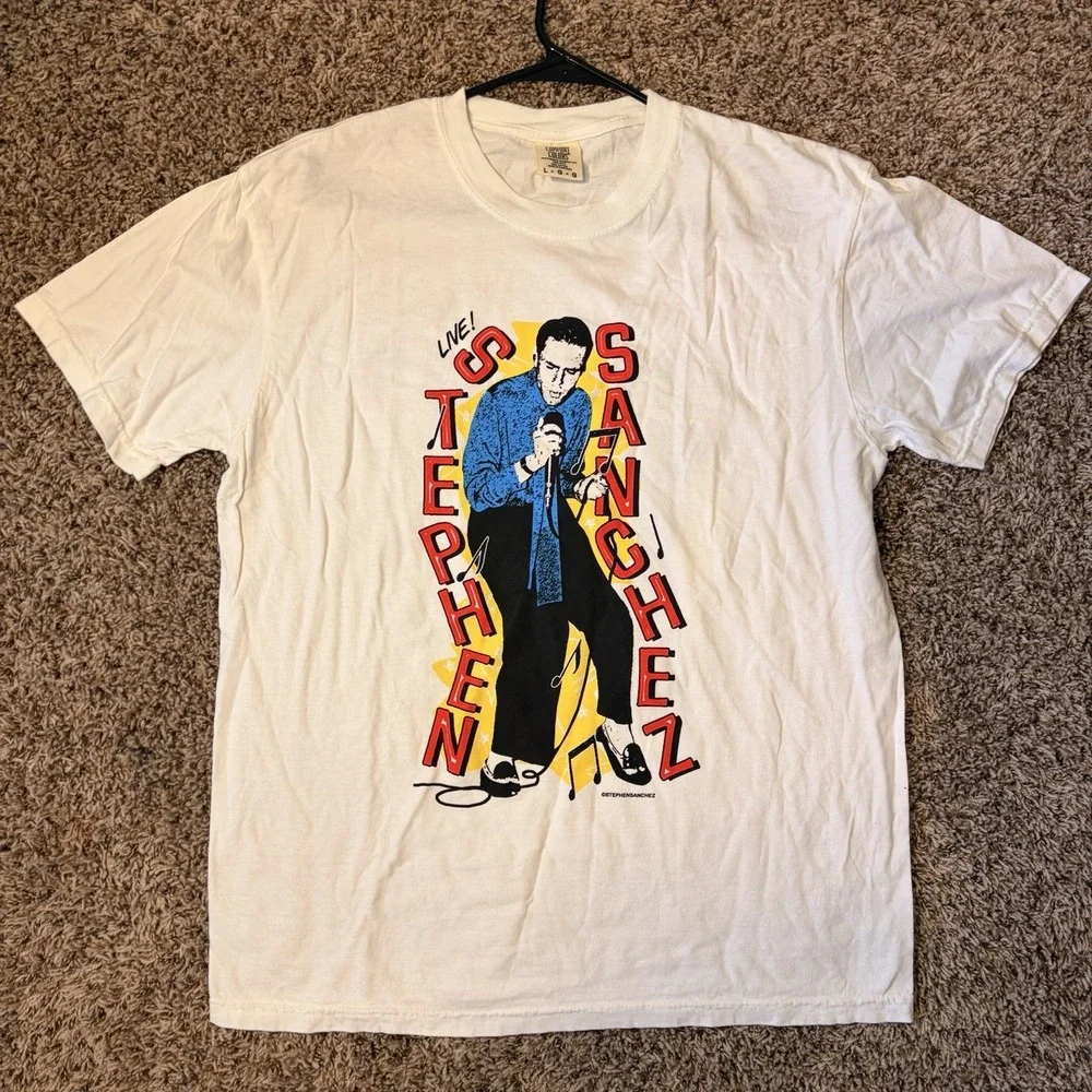 Stephen Sanchez Tour Shirt Comfort Colors Large Double Sided Concert Tee White